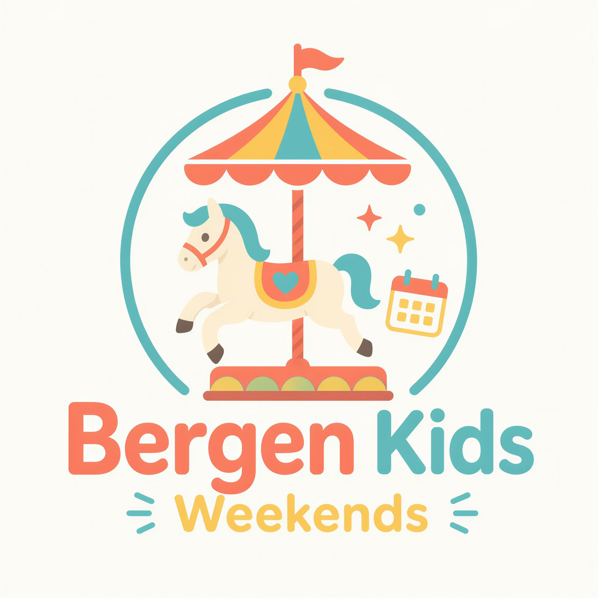 Bergen Kids · Weekends logo, a colorful carousel